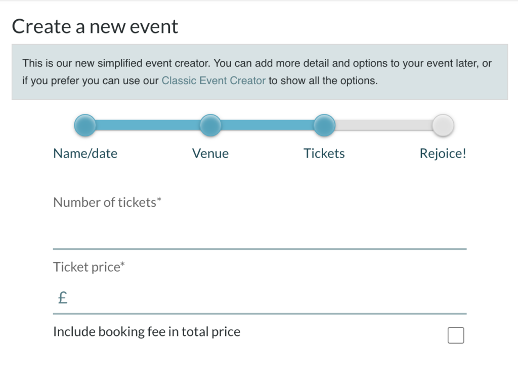 Creating an event – Support
